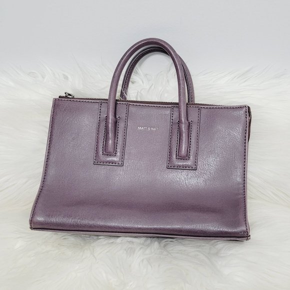 Matt & Nat Purple Dual Handle Satchel Bag Structured Zip Top Recycled Bottles - Picture 1 of 12